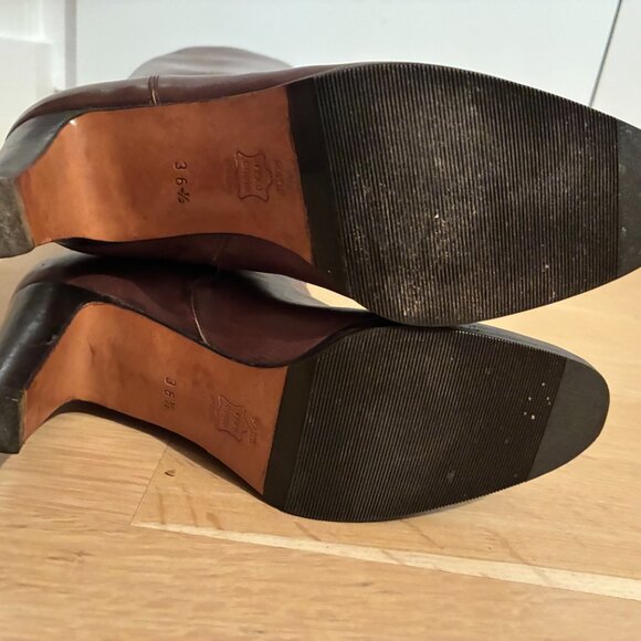 Designed by Mima, Women's Brown Leather Heeled Boots - Picture 4 of 8